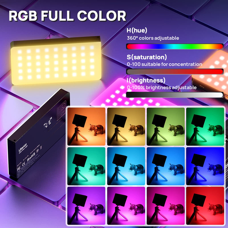 ULANZI PL-01 RGB Video Light, Portable RGB Camera Light with 4000mAh Battery, 360° Color 20 Light Effects, CRI≥95 2500-9000K LED Panel DSLR Photography Lighting for YouTube, Video Conference, Vlogging 7" Video Light