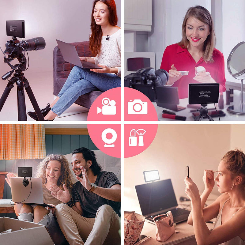 Dimmable USB Video Conferencing Light with Adjustable Tripod and Suction Cup Mount for Webcam/Meeting/Tiktok/Game Streaming/YouTube/Photo Video Studio Shooting