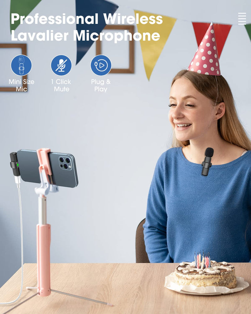 [AUSTRALIA] - Wireless Lavalier Microphone for iPad Mini Clip-on Microphone for iPhone Video Recording Denoise Omni Lav Lapel Mic for Interview/Youtube/Vlog/Live Streaming/Tiktok/Content Creator 