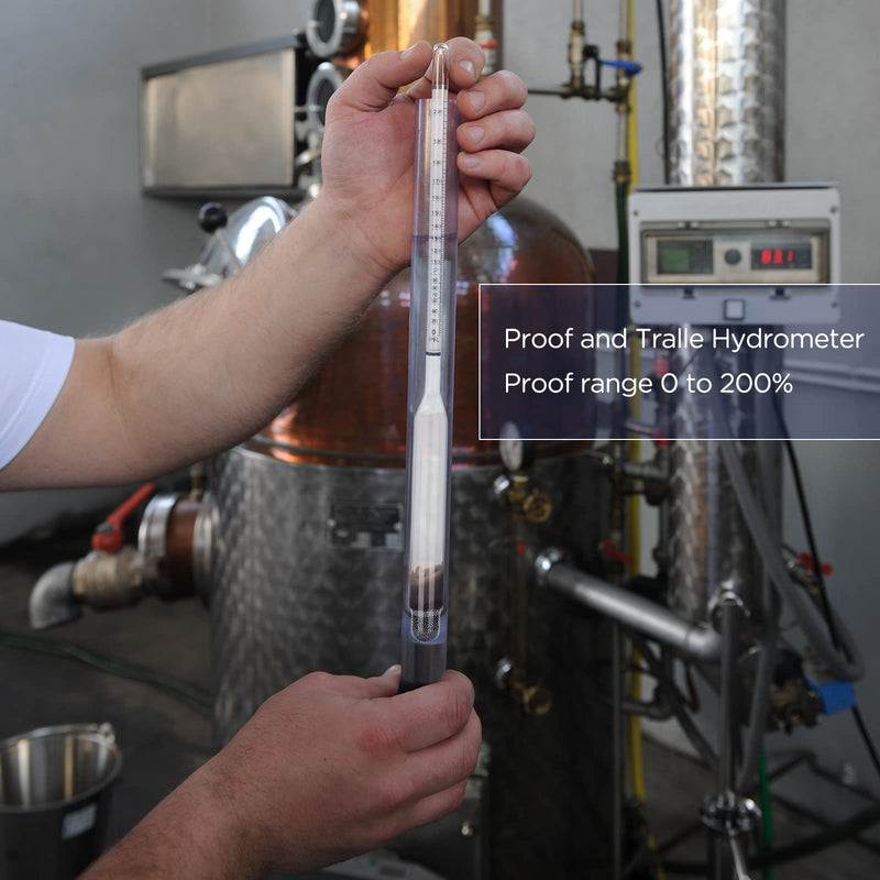 3 Pcs Glass Hydrometer Alcoholmeter 0-200 Proof, Alcohol Hydrometer Digital for Distilling Moonshine Liquor, White