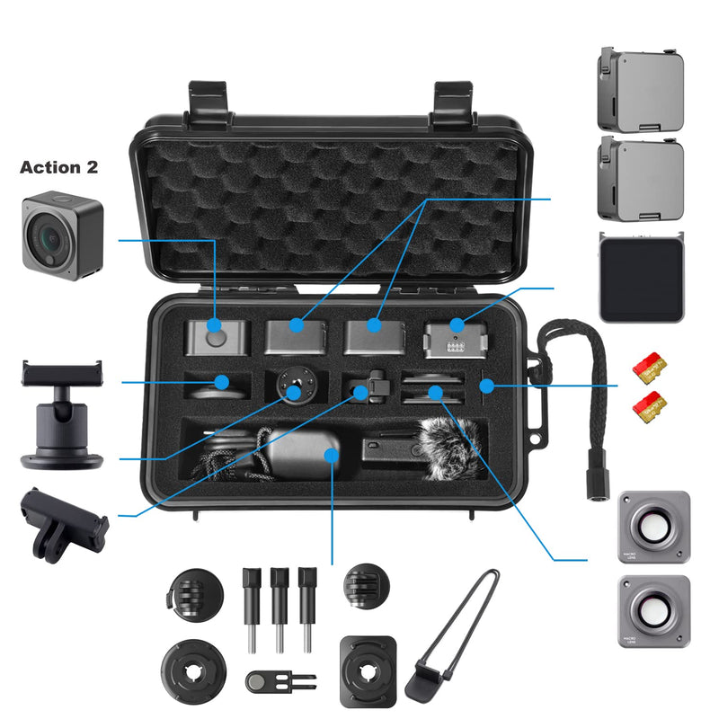 Lekufee Travel Hard Carrying Case Compatible with DJI Action 2 Dual-Screen Combo and More DJI Action 2 Accessories[NOT Include DJI Action 2 Camera]