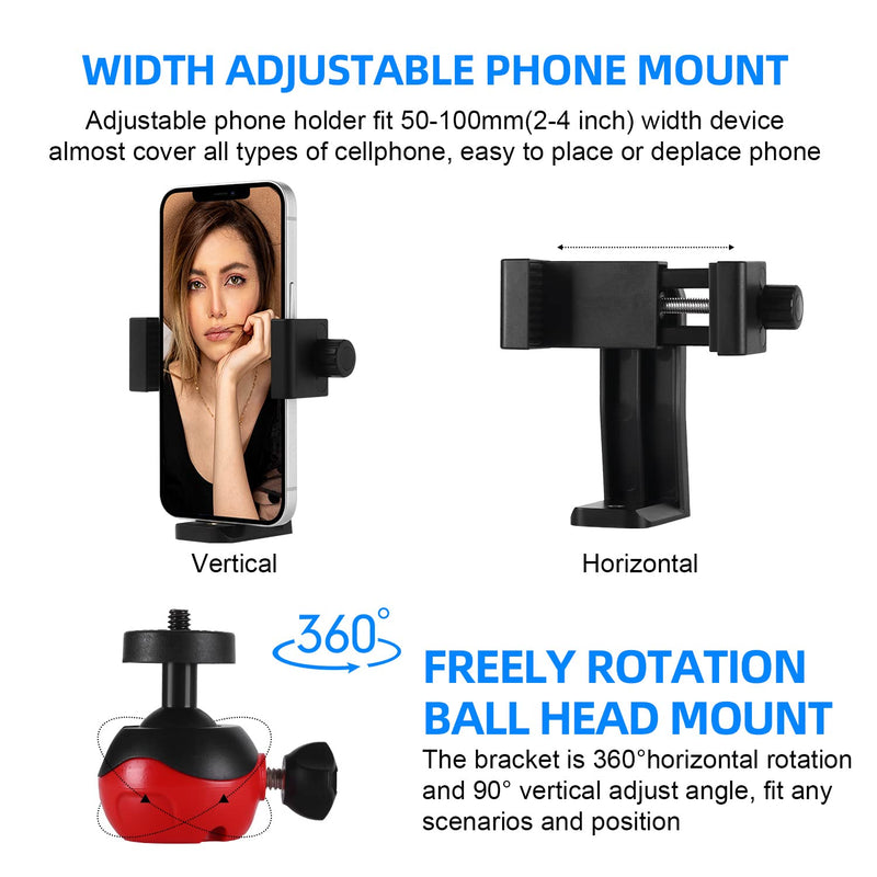 Vlogging Kit for iPhone Android: YouTube Starter Kits Vlog Video Recording Equipment - Accessories: Phone Tripod, Phone Mount, LED Light and Microphone - Black