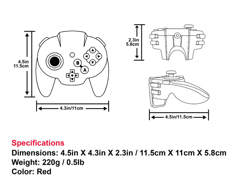 [AUSTRALIA] - Intec Gaming Warrior 64 Wired Controller for Original Nintendo 64 N64 Console (Red) Red 