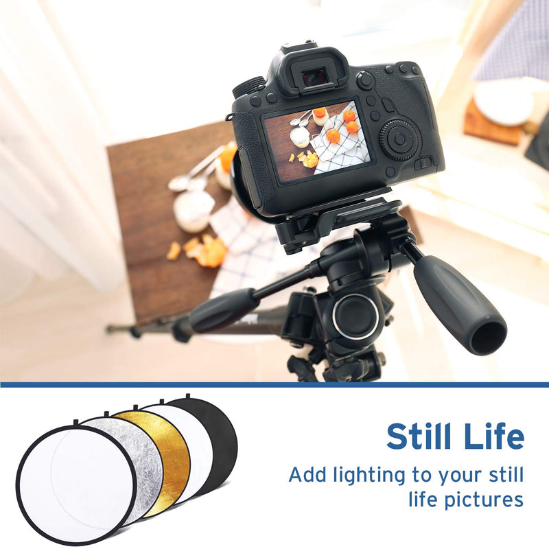 [AUSTRALIA] - Etekcity Reflector Photography 43" (110cm) 5-in-1 Light Reflectors for Photography Multi-Disc Photo Reflector Collapsible with Bag - Translucent, Silver, Gold, White and Black 43 Inch 
