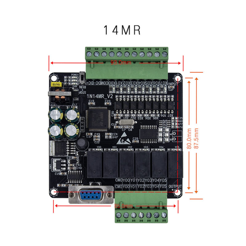 FX1N-14MR Industrial Control Board PLC,DC24V,Programmable Logic Controller Relay Output,Supports for GX-Developer, GX-work2,HMI Connection.