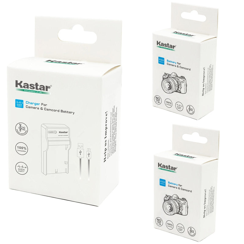 Kastar Battery (X2) & Slim USB Charger for JVC BN-VF808, BN-VF808U, BNVF808 and JVC Everio GZ-MG130 148 150 155 175 255 275 575 GZ-HD7 GR-D745 746 750 760 770 771 775 790 796 JVC MiniDV + More