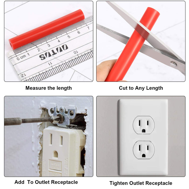 Electrical Outlet Extender Kit Includes 16 Pieces 3 Inch Switch and 48 Pieces 1-1/2 Inch 6-32 Thread Flat Head Device Mounting Extra Long Electrical Outlet Screws (Red)
