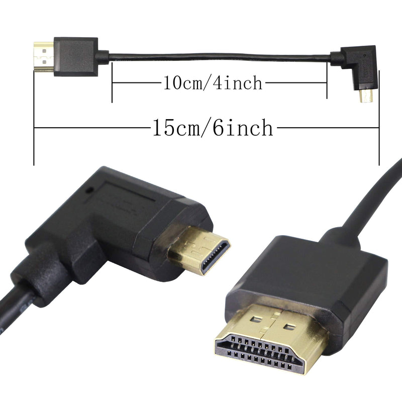 90 Degree Micro HDMI Male to HDMI Male Cable Adapter Connector 4K 60Hz Ethernet HDMI Type D to Type A 3D Audio Return for Cameras-15CM (Angle Left) Angle Left