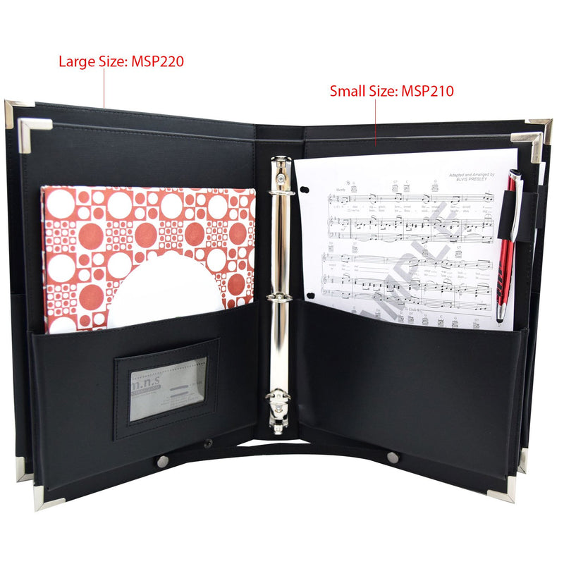 MSP large Music Sheet Piano Folder 10" x 13.5" with Handle and 3 Rings Binder LARGE (220-Black) (Music Folder with binder sleeves)