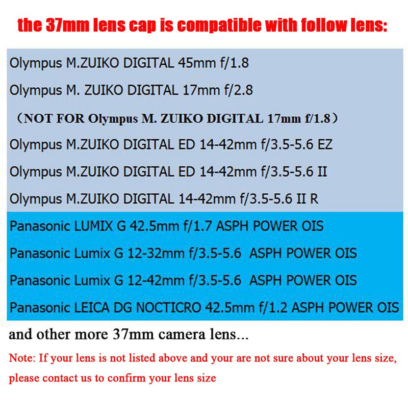 Fire-Rock 37mm Snap-On Front Lens Cap Cover Compatible For Olympus E-M10 Mark III E-PL7 With Zuiko 14-42mm Lens / Panasonic LUMIX GX85 LUMIX G 12-32mm Lens (2 PCS)