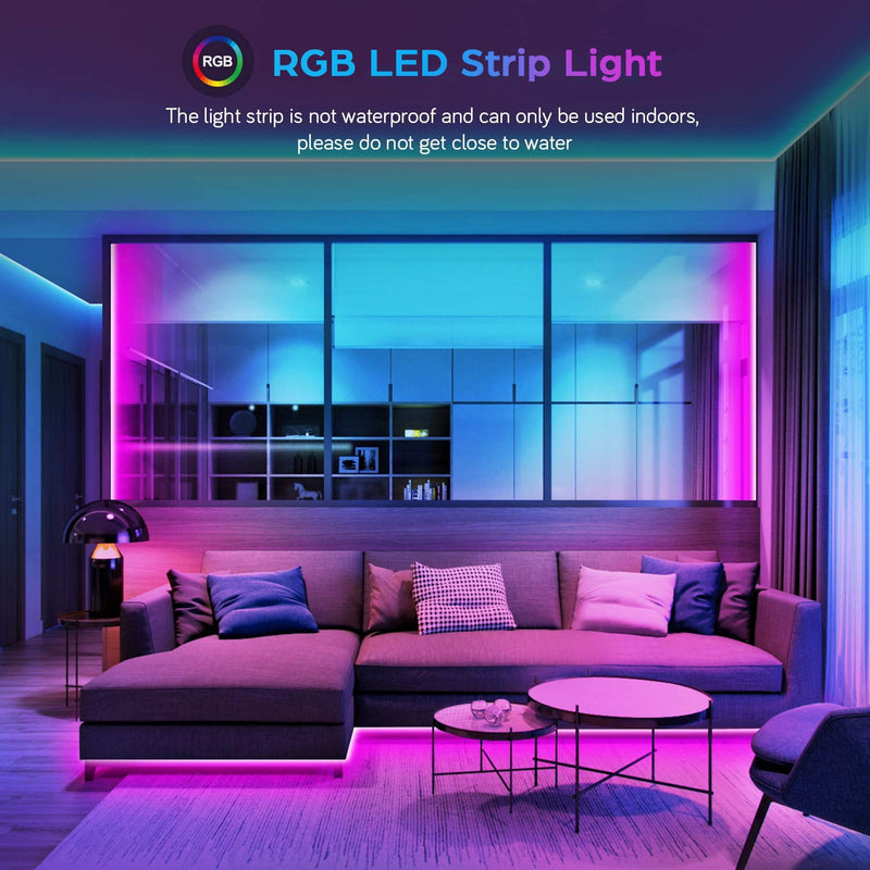 50FT/15M LED Strip Lights, Goadrom RGB LED Light Strip Music Sync RGB LED Strip, 5050 Color Changing LED Strip Light 44-Key Remote, Sensitive Built-in Mic, LED Lights for Bedroom Home Party(3x16.4FT)