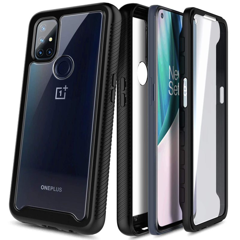 NZND Case for OnePlus Nord N10 5G with [Built-in Screen Protector], Full-Body Protective Shockproof Rugged Bumper Cover, Impact Resist Durable Phone Case -Black Black