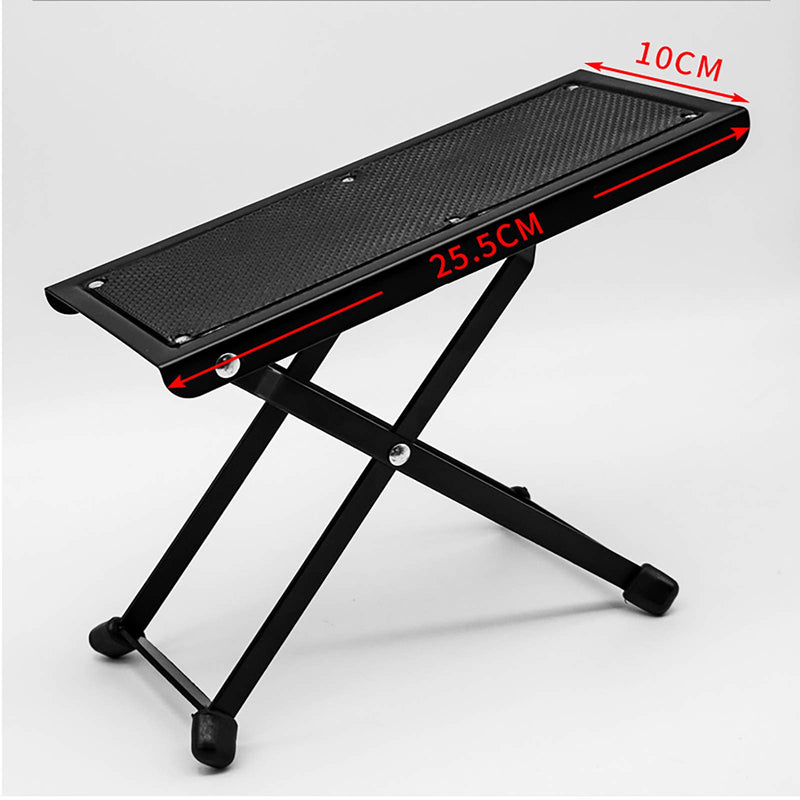 Guitar foot rest, height-adjustable guitar footstool/folding footstool, non-slip rubber rest, heavy steel legs, excellent stability, guitar foot pedals, foot pedals (black)