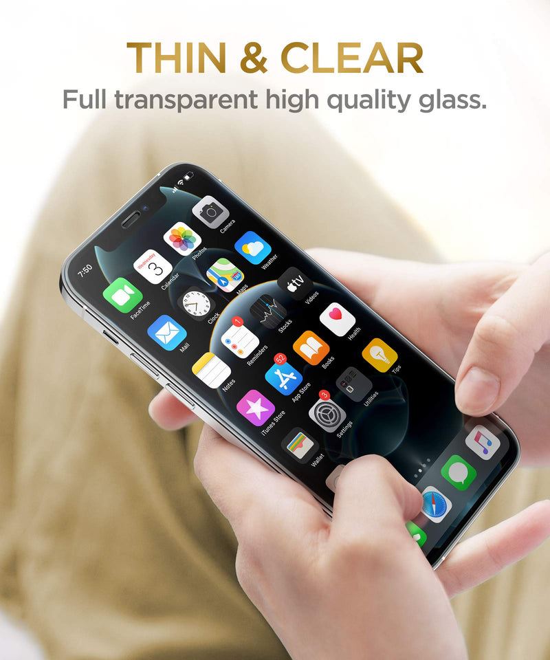 GVIEWIN 2 Pack Screen Protector Compatible with iPhone 12/iPhone 12 Pro 6.1 Inch, HD Clear Tempered Glass Film [Scratch Resistant] [Easy Installation Frame]