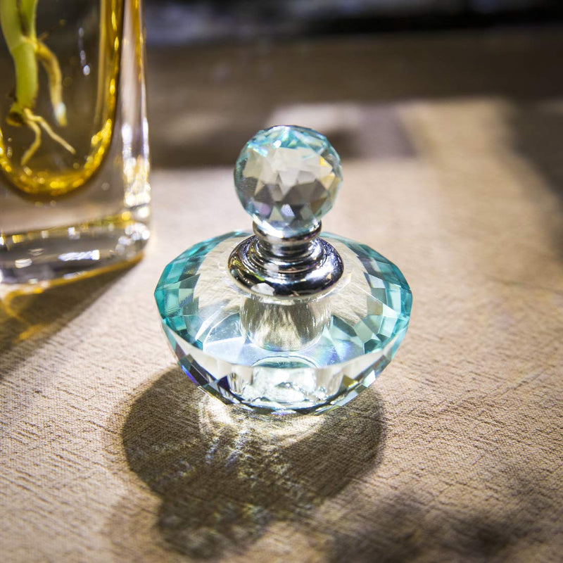 H&D HYALINE & DORA Vintage Light Green Crystal Empty Refillable Mini Perfume Bottle 4ML
