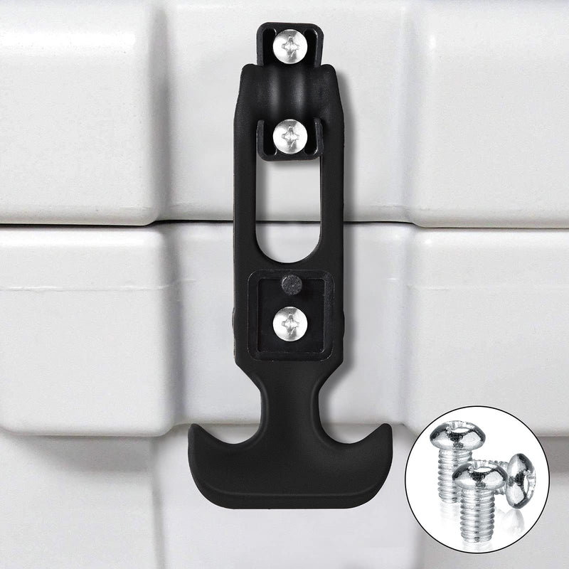 2 Pieces Rubber Flexible T-Handle Draw Latches and 2 Pieces Stainless Steel Cooler Hinges Molded Cooler Latch Kit with Screws for Tool Box Cooler Engineering Machine Hood Parts Replacement