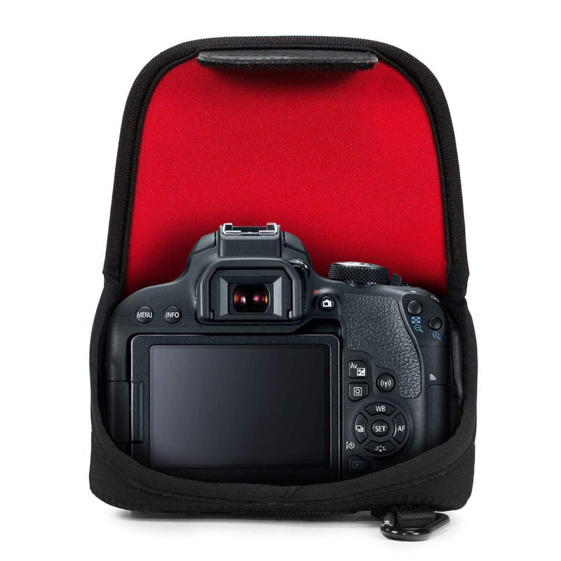 [AUSTRALIA] - MegaGear Canon EOS Rebel T7, Rebel T100, Rebel T7i, Kiss X9i (18-55 mm), Rebel T6, Rebel SL1, Rebel T5i, 700D, 800D, 1300D, 2000D, 4000D Ultra Light Neoprene Camera Case, with Carabiner - Black 
