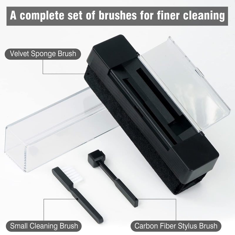 Jancane Vinyl Record Cleaning Kit, 3-in-1 Turntable Records Cleaner Includes Soft Anti Static Velvet Clean Brush and Stylus Cleaner Brush