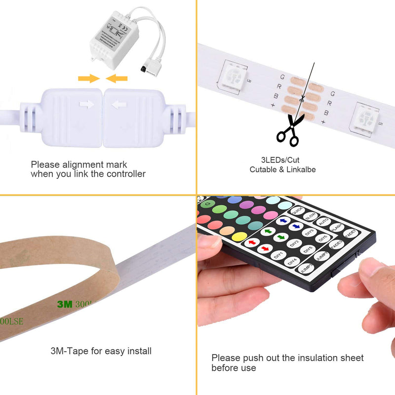 [AUSTRALIA] - UL Listed LED Strip Lights, 16.4ft RGB+White Color Changing with Remote & Adapter for Room, Bedroom, TV, Ceiling, Cupboard Decoration Bright 5050&2835 LED Tape Light Cutting Design, Easy Installation Rgbw 