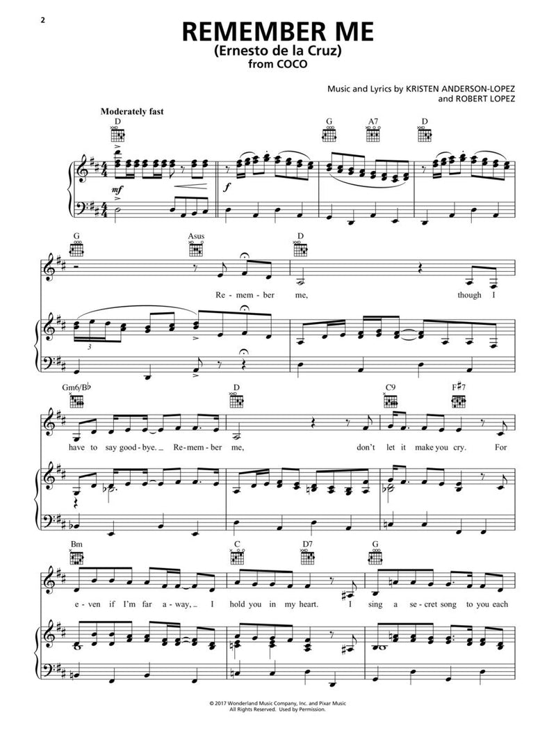 Remember Me (Ernesto de la Cruz) from the movie Coco - Piano/Vocal/Guitar sheet music single