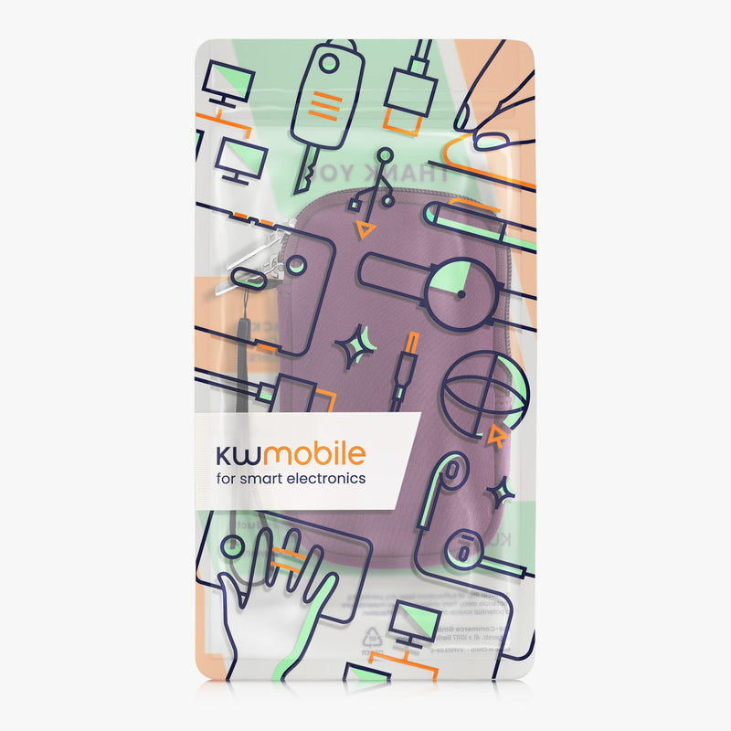 kwmobile Neoprene Phone Pouch Size XL - 6.7/6.8" - Universal Cell Sleeve Mobile Bag with Zipper, Wrist Strap - Berry XL - 6,7/6,8"