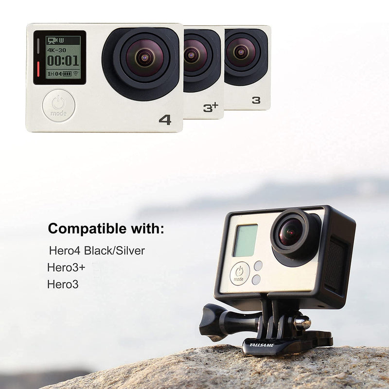 YALLSAME Frame Mount Case for GoPro Hero 4 Black 4 Silver 3 3+ with Lens Cap and Side Door Cap Protective Wire Connectable Skeleton Housing Case Accessories Kit for GoPro 4 3 3+ Action Camera Frame for HERO3/3+/4 Black Silver