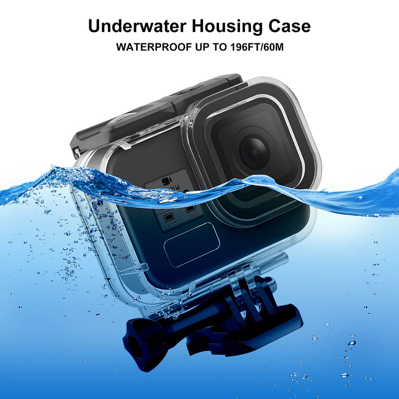 Accessories Kit for GoPro Hero 8 Black Bundle VARIPOWDER with Waterproof Housing Case+Shockproof Carrying Case+Protective Housing+Tempered Glass Screen Protector+Lens Filters+Anti-Fog Inserts
