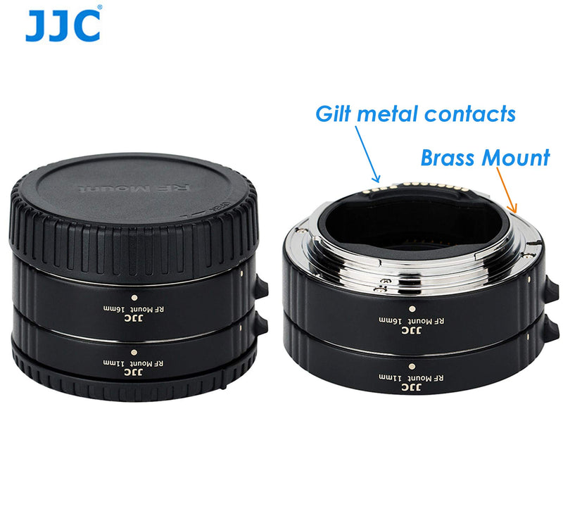 JJC Canon RF Mount Auto Focus Automatic Extension Tubes, Macro Photography Adapter for Canon Mirorless Camera EOS R R5 R6 Ra RP, Closeup Portrait, Brass Mount Gilt Metal Contact, 11mm + 16mm Tube