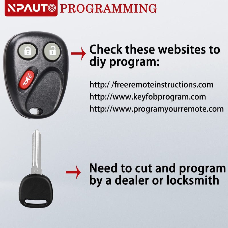 [AUSTRALIA] - NPAUTO Key Fob with Ignition Key fits for Chevy Silverado Avalanche Suburban Tahoe SSR Equinox 2003-2006,GMC Sierra Yukon XL, Saturn Vue, Hummer H2, Cadillac Escalade Keyless Entry Remote LHJ011, 2Pcs 