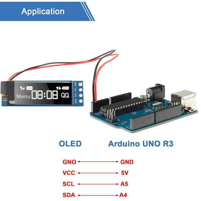 5 Pieces I2C Display Module 0.91 Inch I2C OLED Display Module I2C OLED Screen Driver DC 3.3V~5V (White Display Color) White Display Color