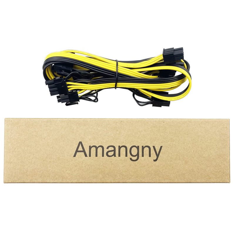 Amangny 6 Pack PCI-E 6 Pin Male to 8(6+2) Pin Male GPU PCIe Extension Power Cable BTC Miner PCI Express 6 Pin to 8 Pin Adapter 24.4 inch(62cm)