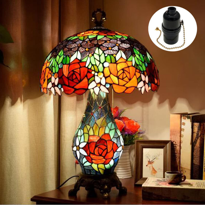 Phenolic Medium Base Light Socket with Pull Chain Switch,3 Pack TWDRTDD Black Period Style E26 E27 Edison Retro Pendant Lamp Holder (1/8 IP Thread Cap)