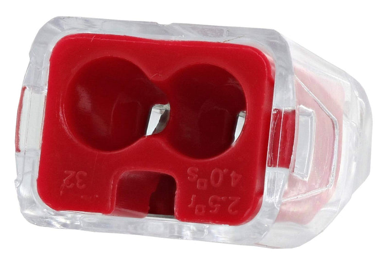 Ideal In-Sure 30-1032P 32 Red Non-Twist 2 Port Connector for Solid, Stranded, and Tin Bonded Wire (100 Pack)
