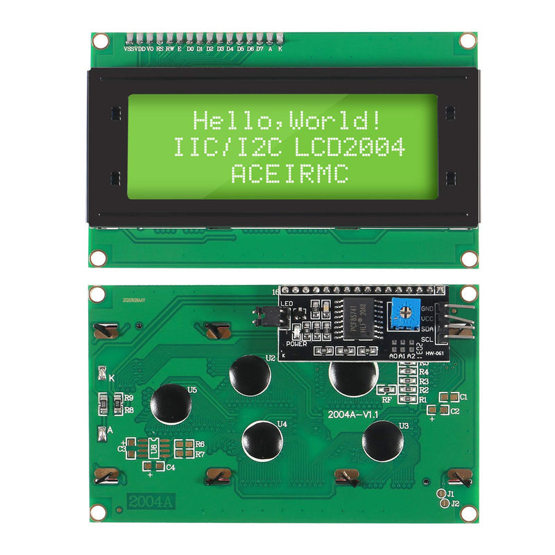 ACEIRMC 3pcs IIC I2C TWI Serial LCD 2004 20x4 Display Screen Green + IIC I2C Module Interface Adapter for Raspberry Pi Arduino (Green)