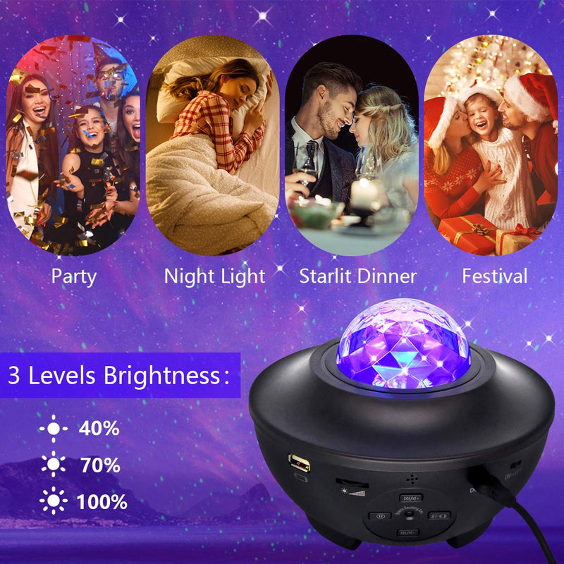 [AUSTRALIA] - HSicily Star Light Laser Projector Star Galaxy Projector Light Bluetooth Speaker with Remote Control Timer Sky Night Light LED Nebula Cloud for Christmas Baby Bedroom Kids Party Disco 
