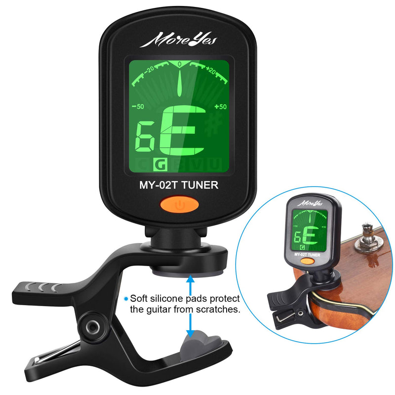 MOREYES Guitar Tuner with 360° Rotate for Guitar, Violin, Chromatic, Ukulele, Bass Easy to Read with LCD Display