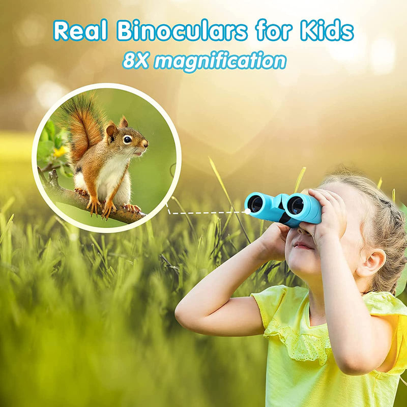 Binoculars for Kids, Compact Kids Binoculars 8x21 High-Resolution for Bird Watching, Camping, Exploration, Hiking, Hunting, Sports Events and Safari Park,Christmas Birthday Gift Blue