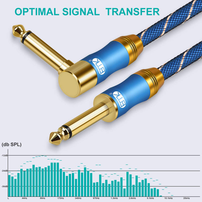 [AUSTRALIA] - EMK 16.4 Ft Electric Guitar Cable Instrument Cables,Gold-Plated Plug Electric bass Cable,1/4 TS Right Angle to Straight for Electric Guitar，Bass，Keyboard,Universal Power Amplifier/Sound Box 16.4ft/5m 