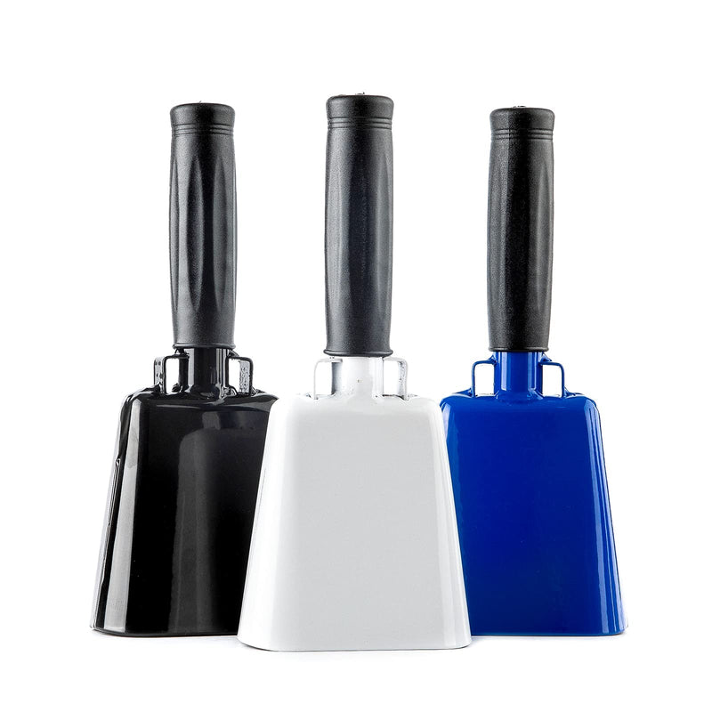 Steel Cow Bell with Handle Cowbells,Cheering Bell and Loud Noise Makers Hand Bells for Sporting Events,Football Games,School Bell,Farm Hand Chimes Percussion Musical Instruments (8 inch Black)