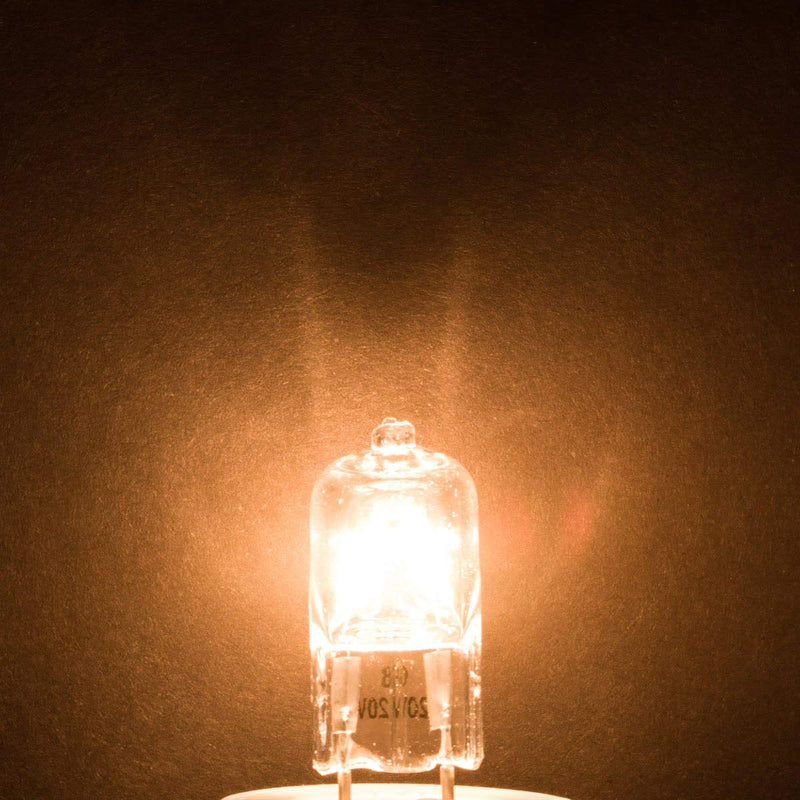 Simba Lighting Halogen Light Bulb G8 T4 20W JCD Bi-Pin (10 Pack) Shorter 1-3/8" (1.38") Length for Under Cabinet Puck Lights, Kitchen Hood, Landscape Lights, Desk Lamps 120V Dimmable, 2700K Warm White 20.0