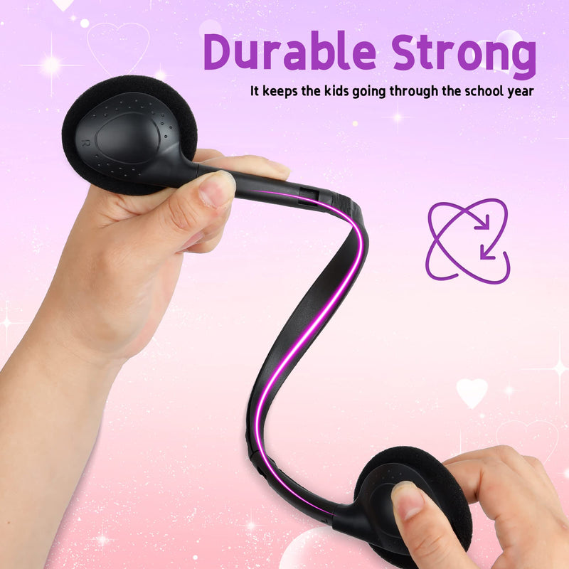 ZXQZYM Kids Headphones Bulk 10 Pack for School Students Children Teen Boys Girls, Wholesale Bulk Headphones for Classroom Earphones (Black)