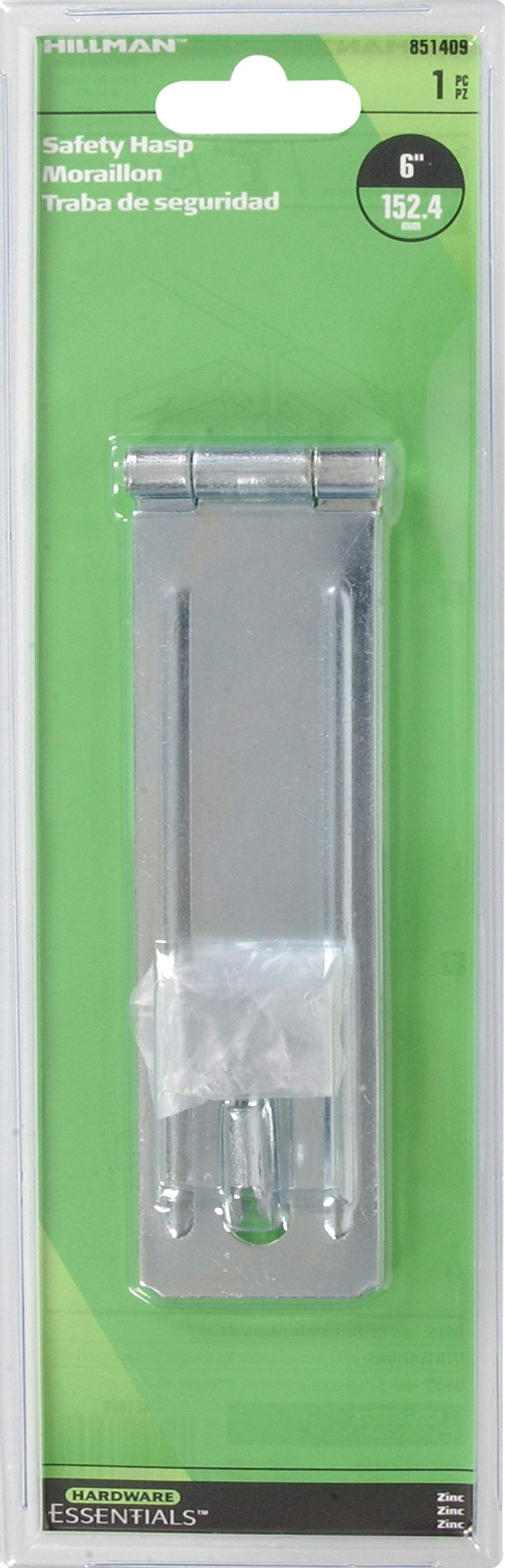 The Hillman Group 851409 Fixed Staple Safety hasp, 6"