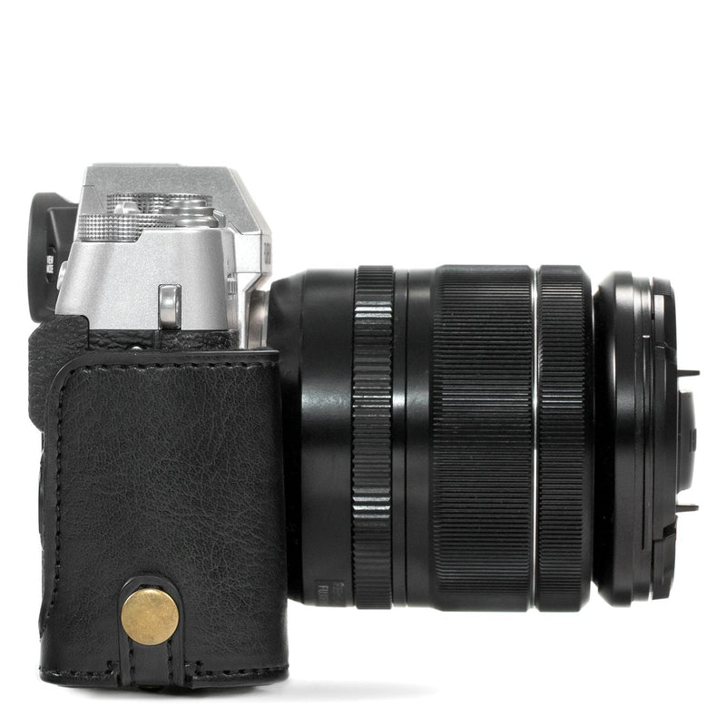 MegaGear Ever Ready Leather Camera Case and Strap Compatible with Fujifilm X-T30, X-T20, X-T10 (16-50mm / 18-55mm Lenses) Black
