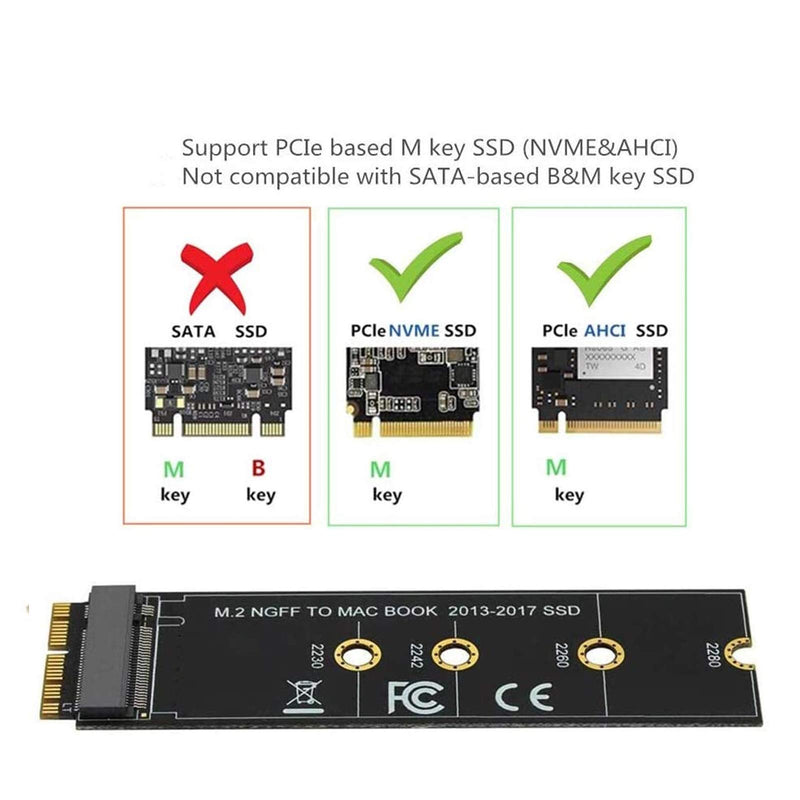 USECL M.2 NVME SSD Hard Disk Convert Adapter Card for Upgrade MacBook pro or Air,Use ONLY 2013-2017 Year latop.