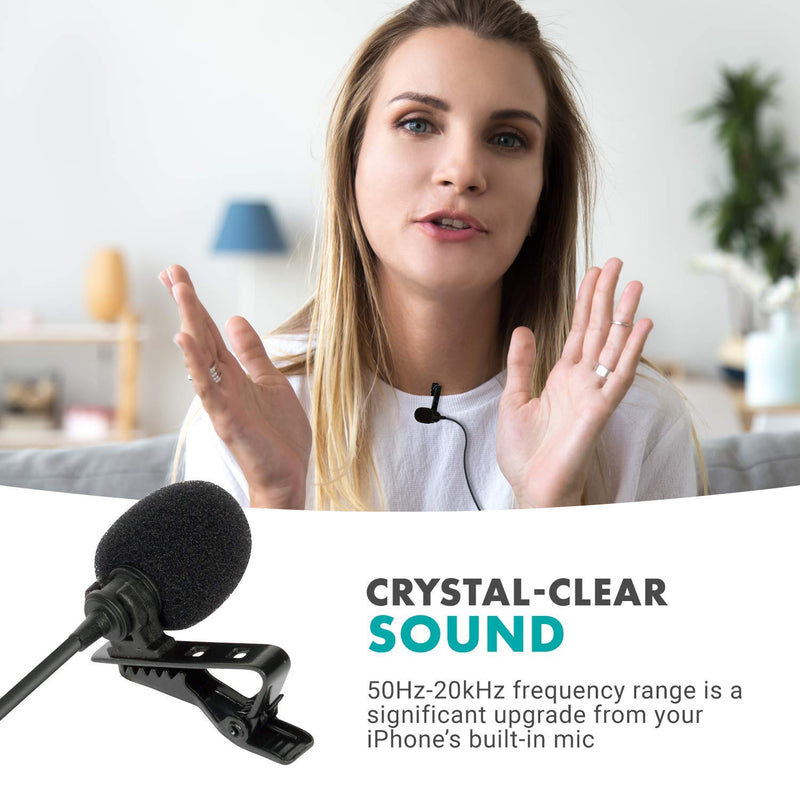 Movo iLav Digital Lavalier Omnidirectional Clip on Microphone with MFi Certified Lightning Adapter - Works with iOS Devices - Lapel Interview Mic for iPhone, iPad, MacBook and More