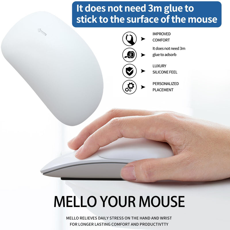 ROUNKIN Silicone Cushion for Apple Magic Mouse 1/2/3 - Ergonomic Mouse Pad, Multi-Touch Surface Mouse Grip for Wireless Magic Mouse, No Glue Mouse Palm Rest for Apple Magic Mouse Accessories(White) White