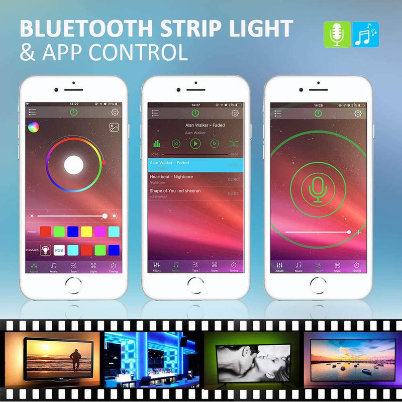 [AUSTRALIA] - Smart TV Backlights USB Light Strip Kit, Gskeys Led Light Strip TV LED USB Backlights RGB 5050 LED Strip Lights with Bluetooth APP Control For 60 to 80 Inch TV Monitor PC Laptop TV Music Sync Changing 