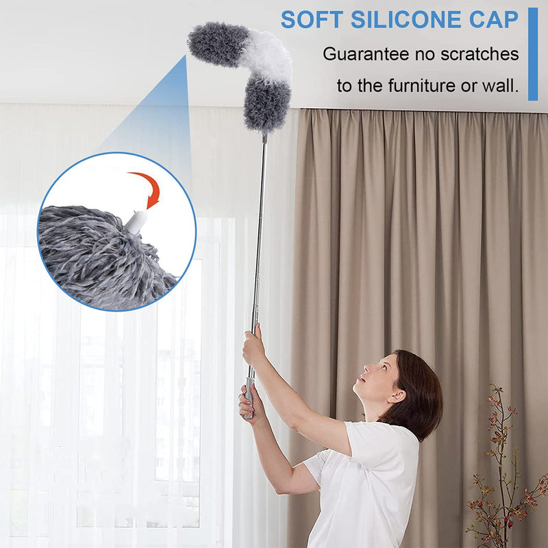Microfiber Duster Kit for High Ceiling (6pcs), Extendable Dusters for Cleaning with 100" Extension Pole, Long Microfiber Feather Duster for Ceiling Fan/Car, House Cleaning Tool Kit by OOSOFITT