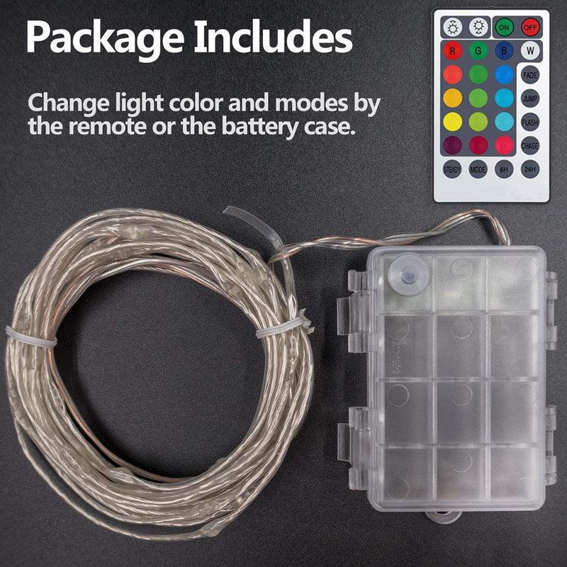 [AUSTRALIA] - Fairy Rope Lights, 5M/50LEDs Dimmable String Light Battery Powered with Remote Timer [IP68+] Waterproof 8 Modes & 16 Colour Changing for Outdoor Garden Christmas Decoration 