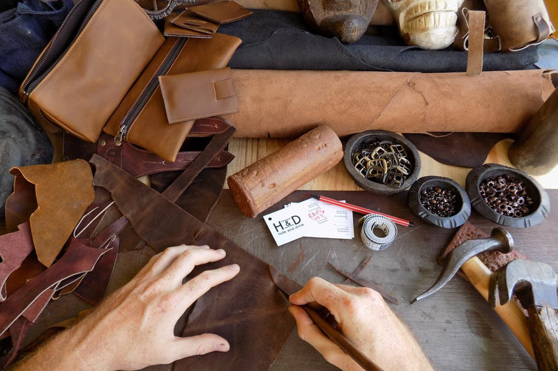 Rustic Leather Guitar Pick Holder Key Chain Handmade by Hide & Drink :: Old Tobacco